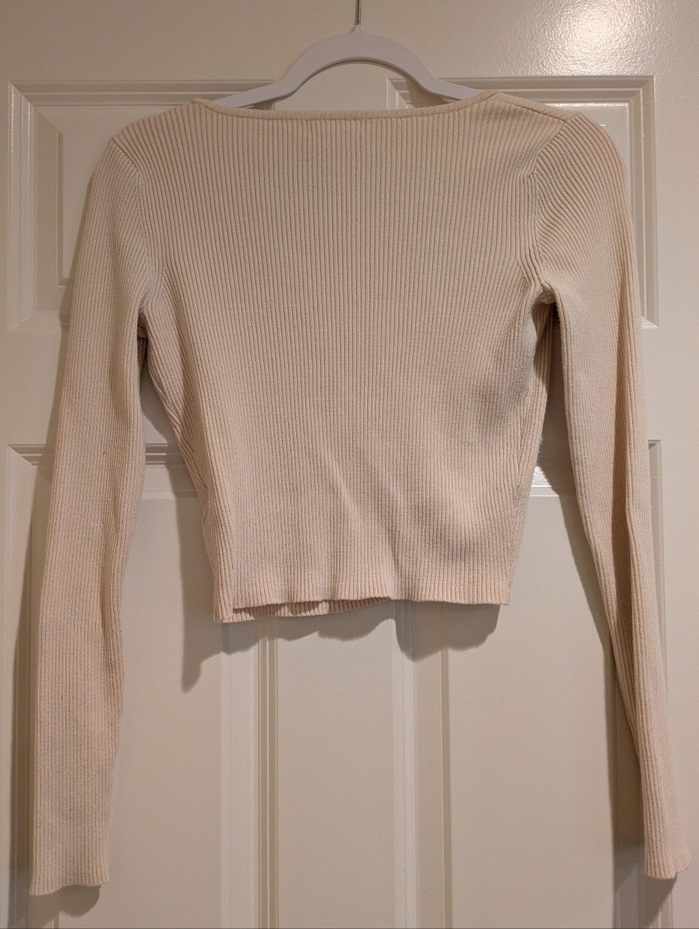 H&M Cropped Cardigan, Cream Color, Ribbed - Picture 3 of 4